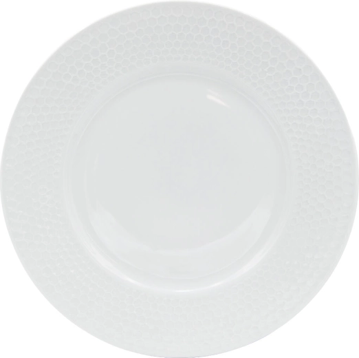 Porcelanasti plitvi krožnik Honeycomb 28,5 cm bel