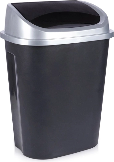 Plastični koš za odpadke z nihajnim pokrovom 50 l, črn