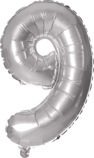 Foliasti balon številka 9, 30 cm, srebrn