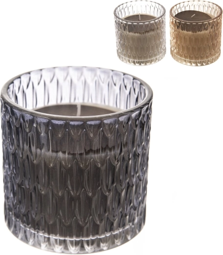 Dišeča sveča v steklenem kozarcu Relief 300 g (mešanica 3 različic)
