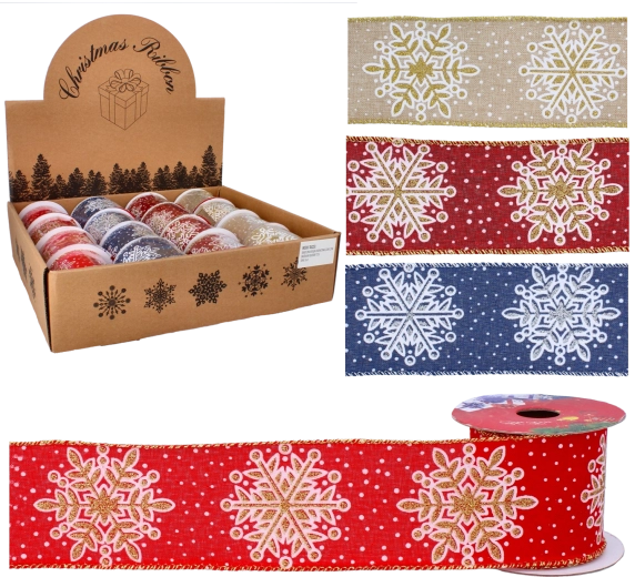 Božični dekorativni trak s snežinkami 6,3 cm × 2,7 m