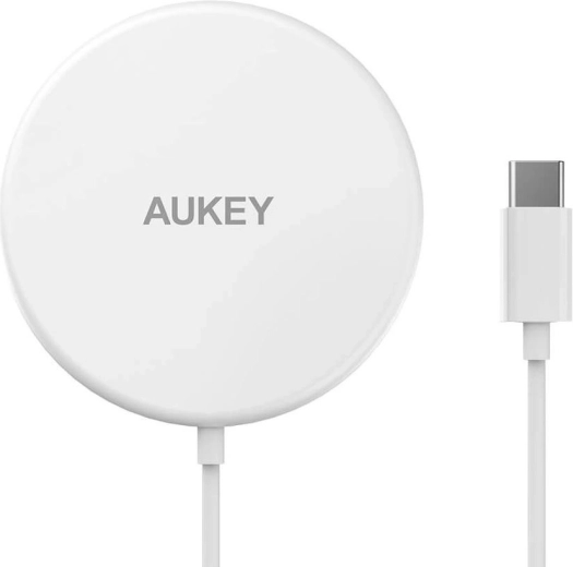 Aukey Aircore Magnetic LC-A1 bela brezžična polnilnica MagSafe Qi 15 W USB‑C