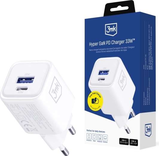 3mk Hyper Charger PD 33W GaN bela omrežna polnilnica