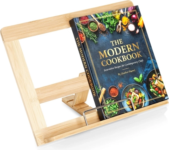 nastavljivo stojalo iz bambusa za kuharsko knjigo in tablico