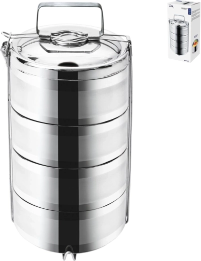 Termo posoda za hrano iz nerjavečega jekla, 4 nadstropja, 4×1,1 l
