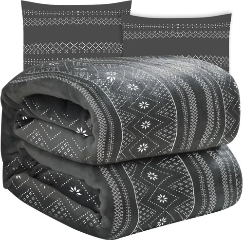 mehka zimska odeja z dvema prevlekama za blazino RUHHY, siva 160 × 200 cm