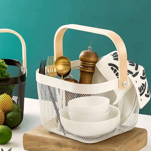 Kovinska košara za sadje v skandinavskem slogu – ecru