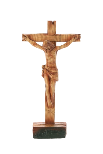 Standing cross with a figure of Jesus made of polyresin