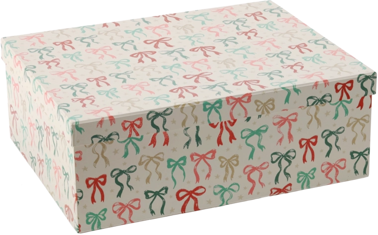 Gift box with a Christmas motif and bow 41 × 32 × 15 cm - 1 piece