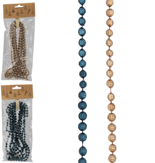 Dekorativni kroglični girlanda 2,7 m v temno modri in zlati