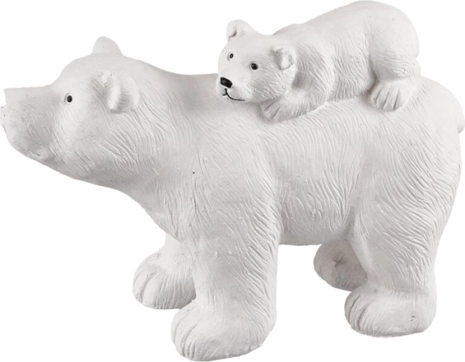 Dekorativna skulptura polarnega medveda iz polystone, bela 35 cm