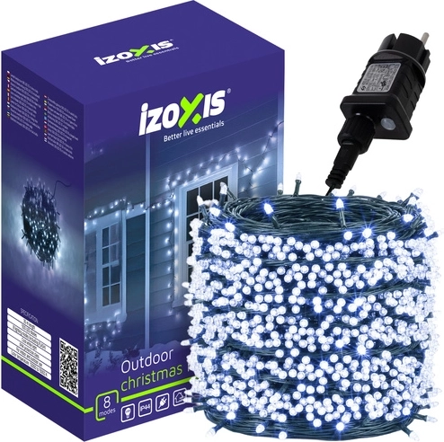 Zunanji božični LED svetlobni niz Izoxis 500 LED 35 m hladno bela IP44, 8 načinov