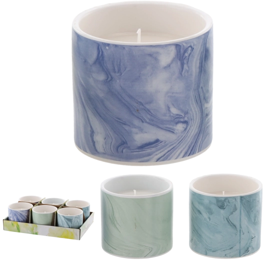 Dekorativna sveča Citronella Ferano 10 × 8 cm, keramičen ovitek, mešanica barv