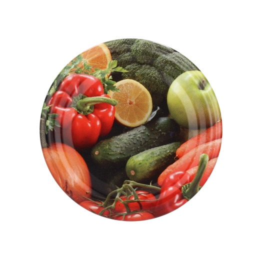 Kovinski pokrovčki Twist-off 82 mm z zelenjavnim motivom, 6 zaskočk