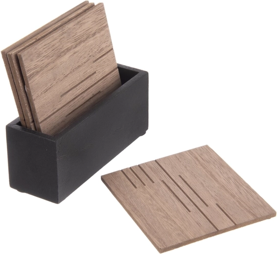 Leseni podstavki s stojalom Line (4 kosi, 10 × 10 cm)