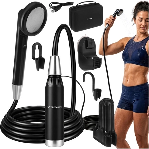 Prenosna kamping prha TRIZAND s črpalko in USB polnjenjem