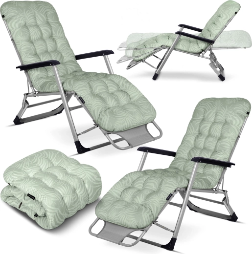 Zložljiv vrtni ležalnik s blazino SOFOTEL ChillWell, komplet 2 kosa, svetlo zelen