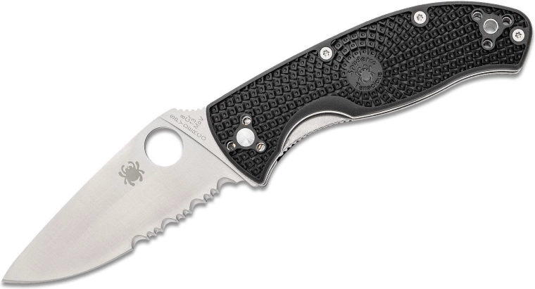 Spyderco Tenacious Lightweight Folding Knife, partially serrated 8.6 cm blade, black FRN