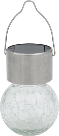 Viseča sončna svetilka krogla, prozorna, nerjaveče jeklo in steklo, 1 LED