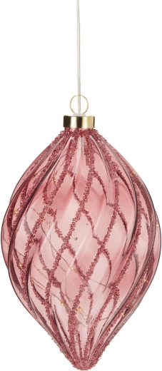 LED Christmas teardrop decoration with timer, burgundy, 21 cm