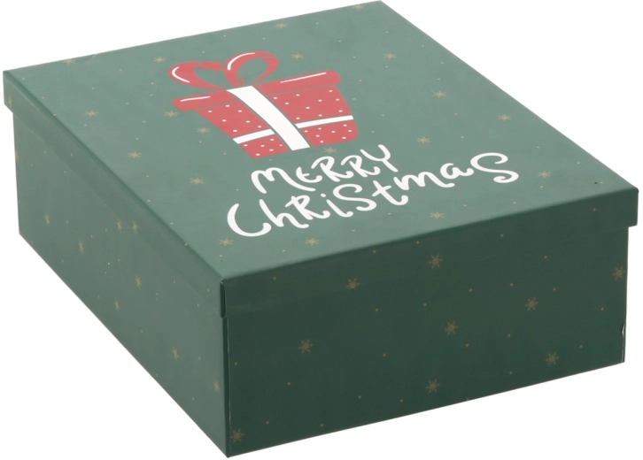 Christmas gift box green with the "Merry Christmas" text 27 × 21 × 8.5 cm - 1 piece