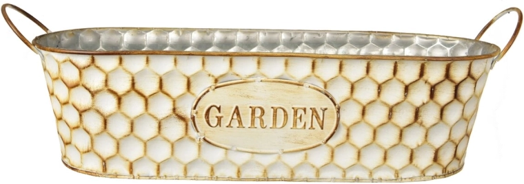 Cvetlični lonec GARDEN iz pločevine, bež, 37 × 10 × 10 cm