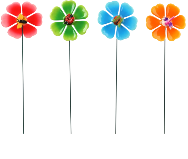 Vrtni okras na zatiču v obliki rože, mešanica barv 13 × 2 × 68 cm