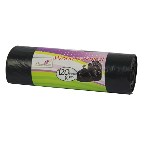 Izjemno močne vreče za smeti 120 l z zateznim trakom, črne (10 kos)