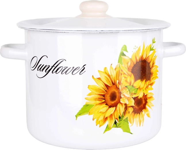 Enamelled Pot with Lid 5.5 l Sunflower