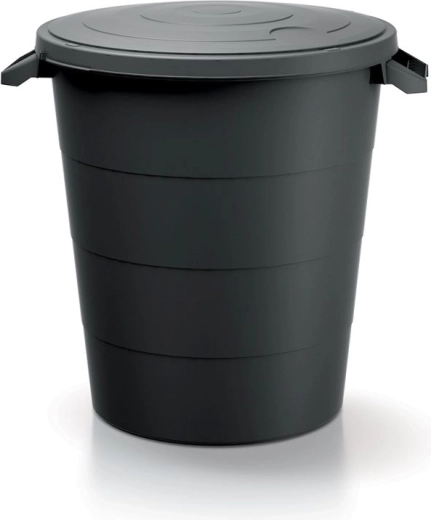Plastična posoda s pokrovom in ročaji 120 l – reciklirana črna