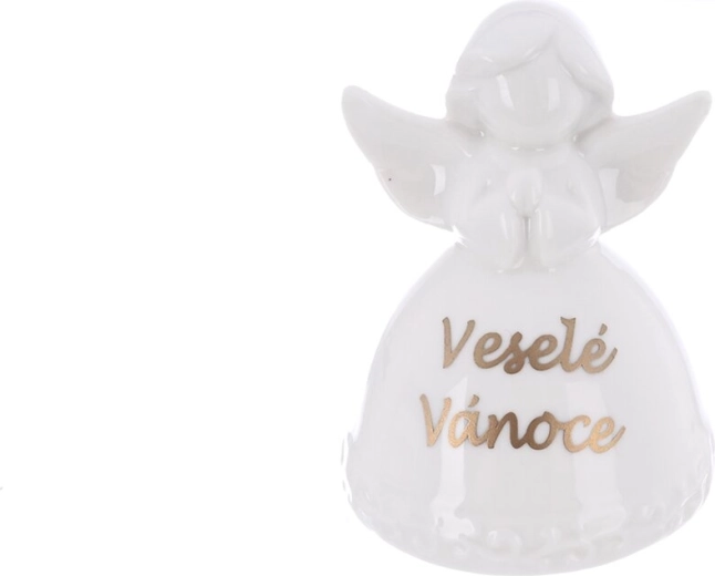 Porcelanasti angel Vesel božič bel