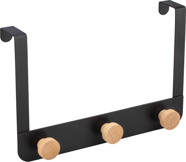 Trojni obešalnik za vrata iz kovine in bambusa 30 × 2,5 × 20 cm