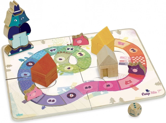 Vilac igra Trije prašički – kooperativna lesena namizna igra za otroke