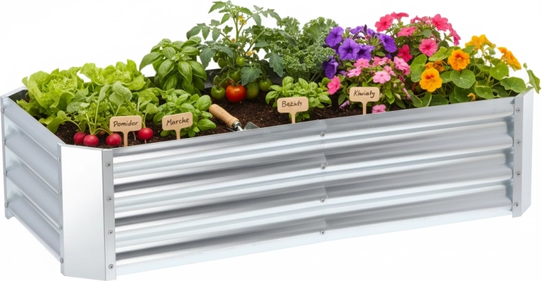 Vrtna visoka greda 240 × 120 × 30 cm, pravokotna, pocinkano jeklo