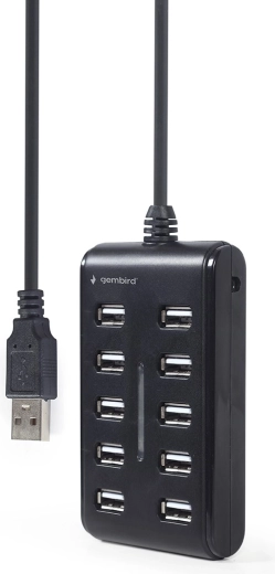 USB hub 2.0 z 10 priključki, črn