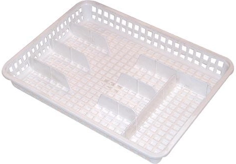 Širok plastičen jedilni pribor – organizator 35 × 26 × 4,5 cm, bel