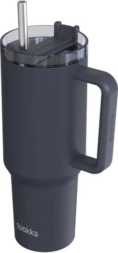 Nerjaveči termo lonček Quokka Stream s slamico črn 1,2 l