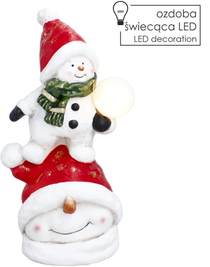 Božična dekorativna figurica snežak z LED kroglo 47 cm - 1 kos