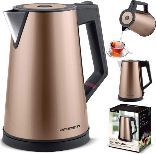 Električni grelnik vode 1,7 l BERDSEN bakren z funkcijo KeepWarm