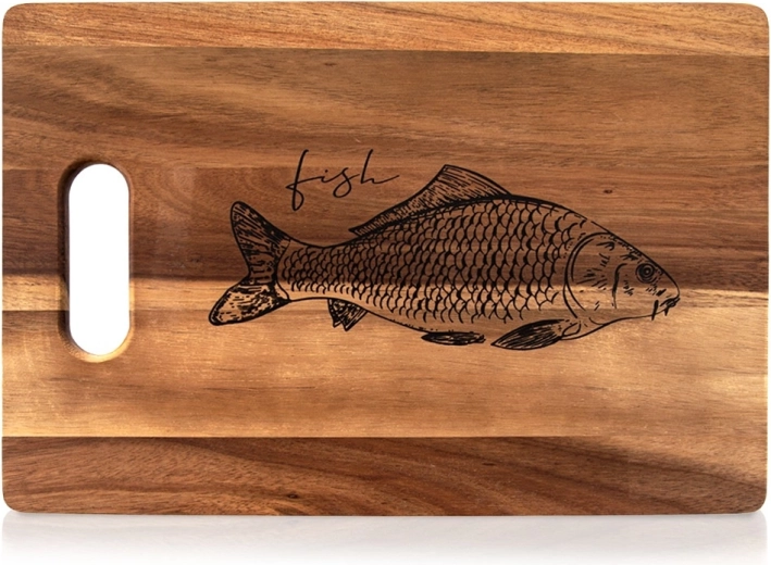 Lesena deska za rezanje iz akacije 36 × 24 cm z ročajem