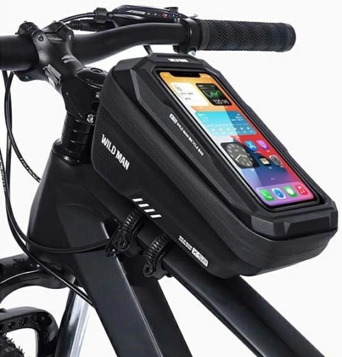 Okvirna torbica za kolo WILD MAN XS2 1 l z etuijem za telefon, črna