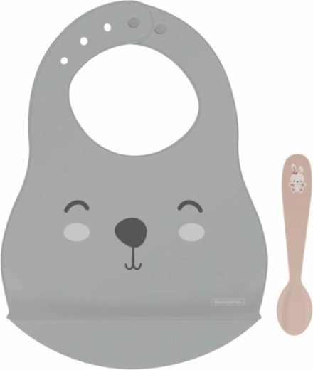 Silikonska slinavka z žličko Tramontina Le Petit, zajček, roza