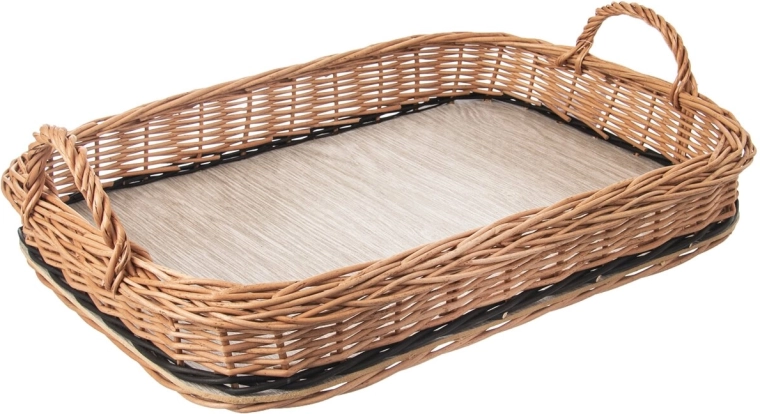 Pleten servirni pladenj z ročaji 46 × 31 cm