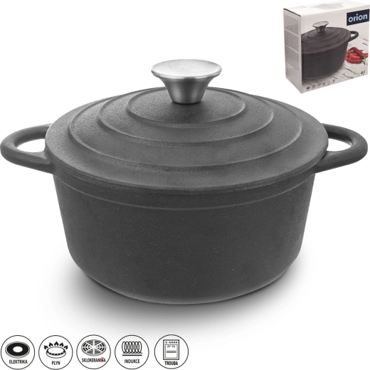 Cast iron pot 4 L with lid