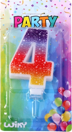 Praznična sveča v obliki številke 4 z zvezdami