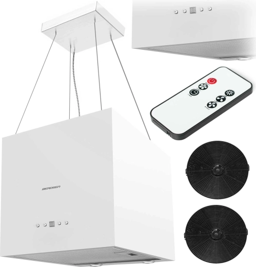 Otočna kuhinjska napa 40 cm Berdsen z LED osvetlitvijo in 2 ogljenima filtroma