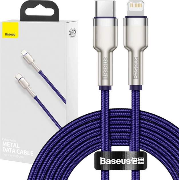 Baseus kabel USB‑C na Lightning 20 W, 2 m, vijoličen