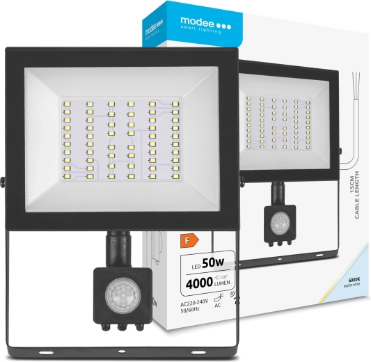 LED reflektor s senzorjem gibanja 50 W, 4000 lm, 6000 K, 120°, MODEE E‑series
