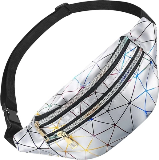 Bq58a kolčna ledvica torbica srebrna