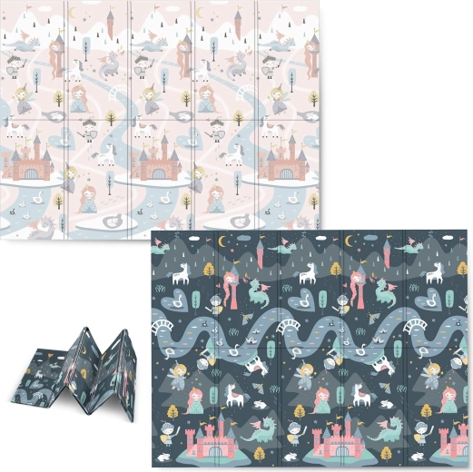 Zložljiva penasta podloga NUKIDO 200 × 150 × 1 cm, dvostranska pravljična